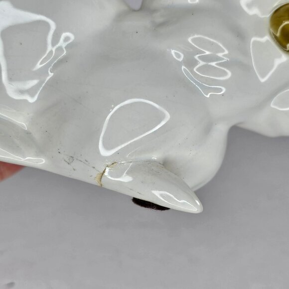 Freeman McFarlin White Rabbit Figurine Lying Down Yellow Eyes *Repaired Foot* - Picture 9 of 10